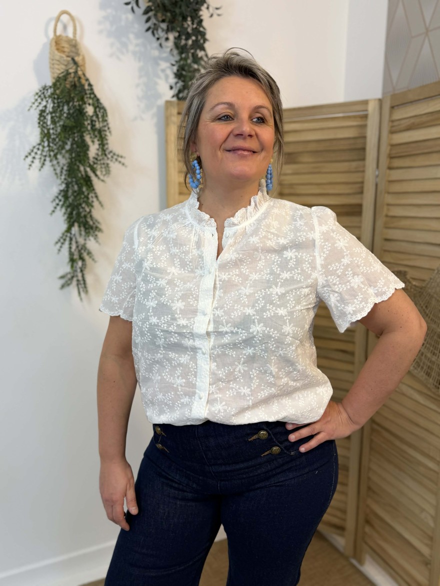 Chemisier Manche Courte Brodée Grande Taille IA86 | Marina & Paloma