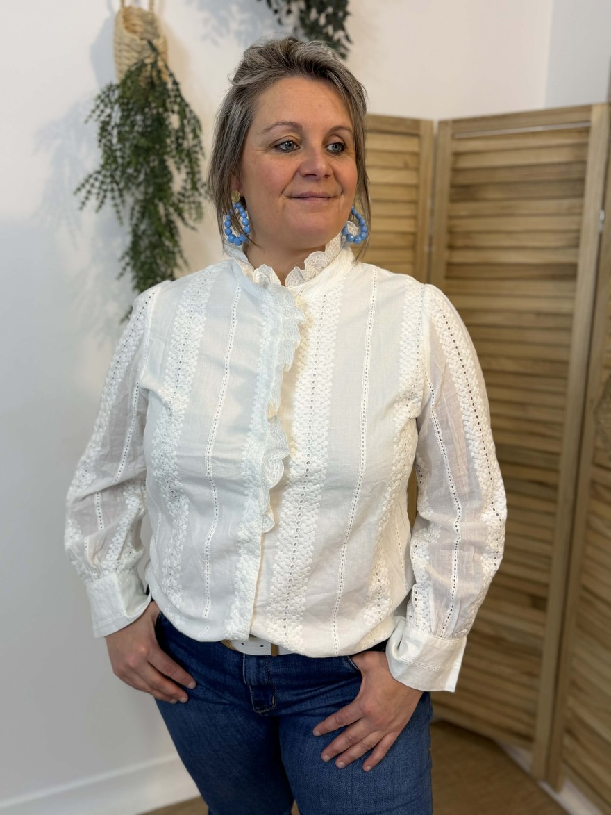 Chemise Maelle Curvy Broderie Écru | Marina & Paloma