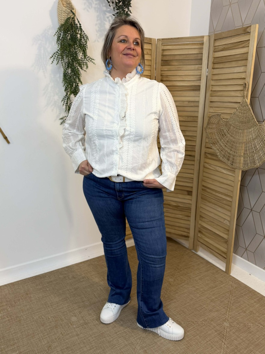 Chemise Maelle Curvy Broderie Écru | Marina & Paloma
