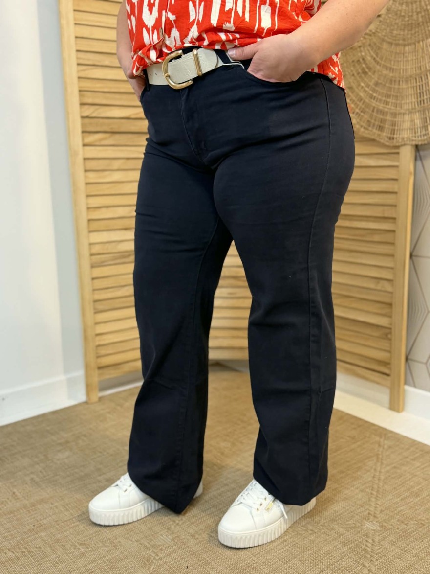 Jean Flare Marine Taille Haute Curvy | Marina & Paloma