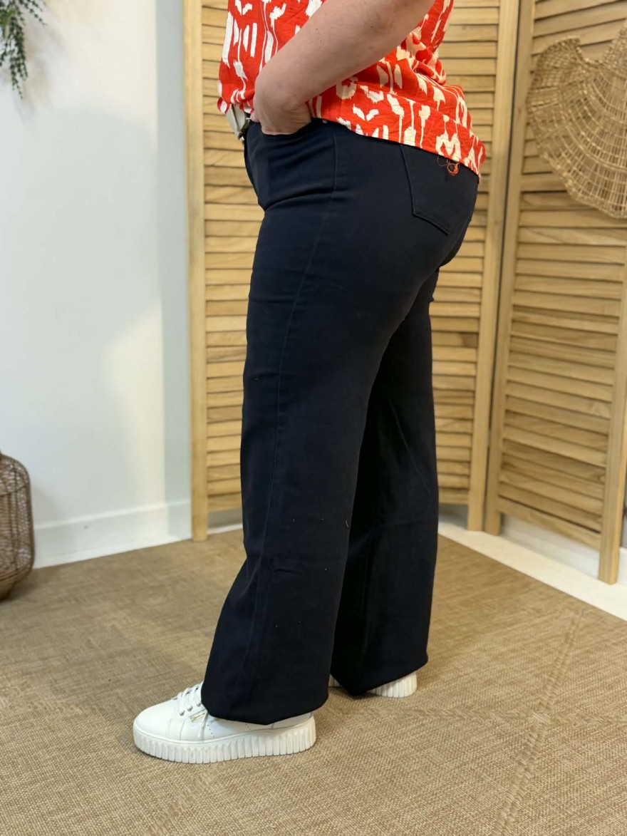 Jean Flare Marine Taille Haute Curvy | Marina & Paloma