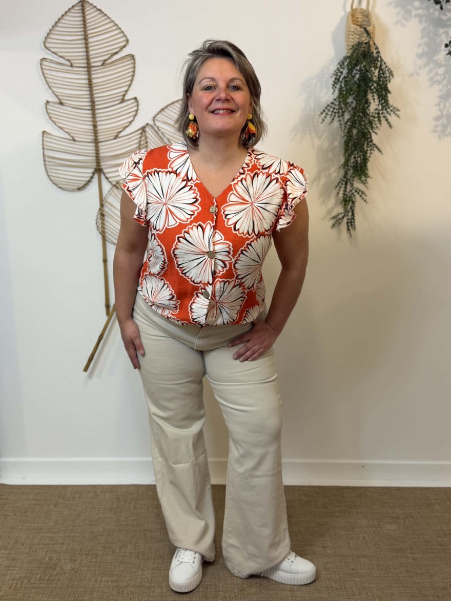 Jean Flare Taille Haute Beige Grande Taille | Marina & Paloma