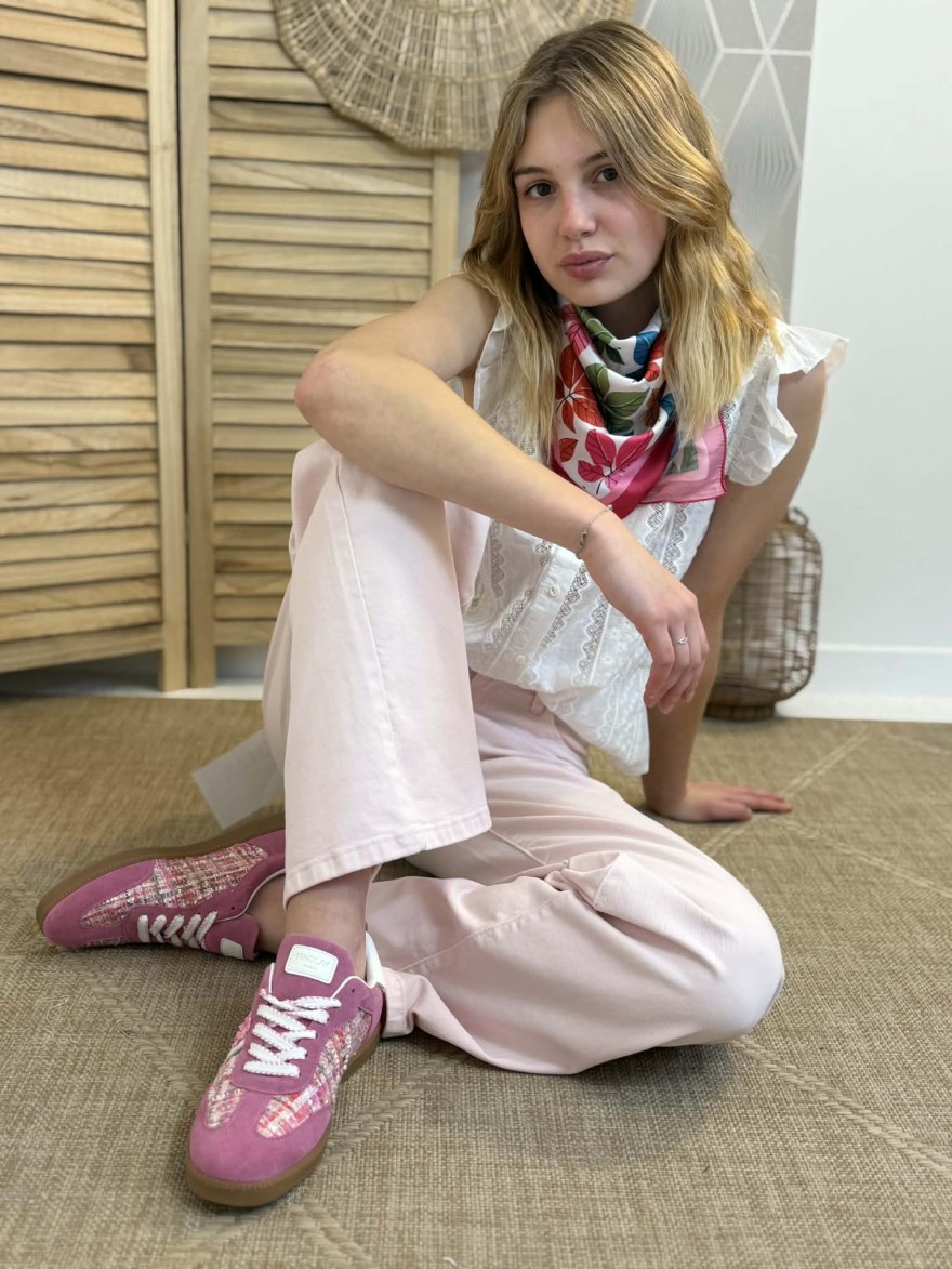 Chemisier Broderie Sans Manche IA86 Blanc | Marina & Paloma