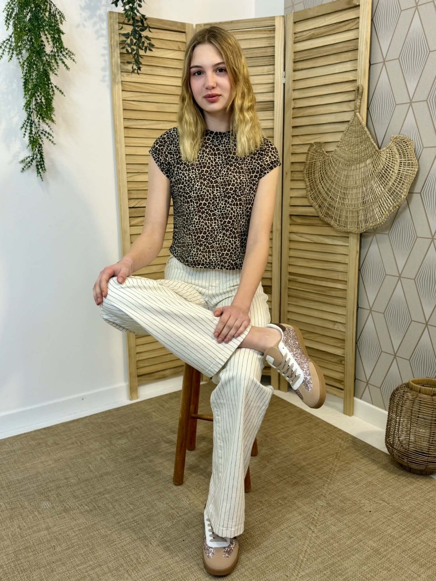 Tee-Shirt Léopard IA86 Beige | Marina & Paloma