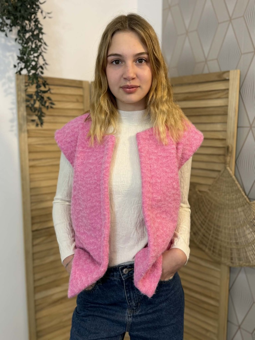 Gilet sans manches rose Kilky maille douce 36-40 | Marina & Paloma