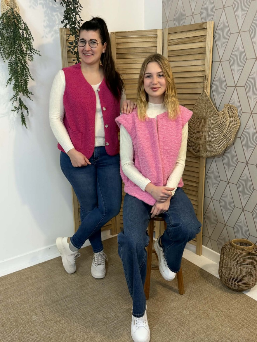 Gilet sans manches rose Kilky maille douce 36-40 | Marina & Paloma