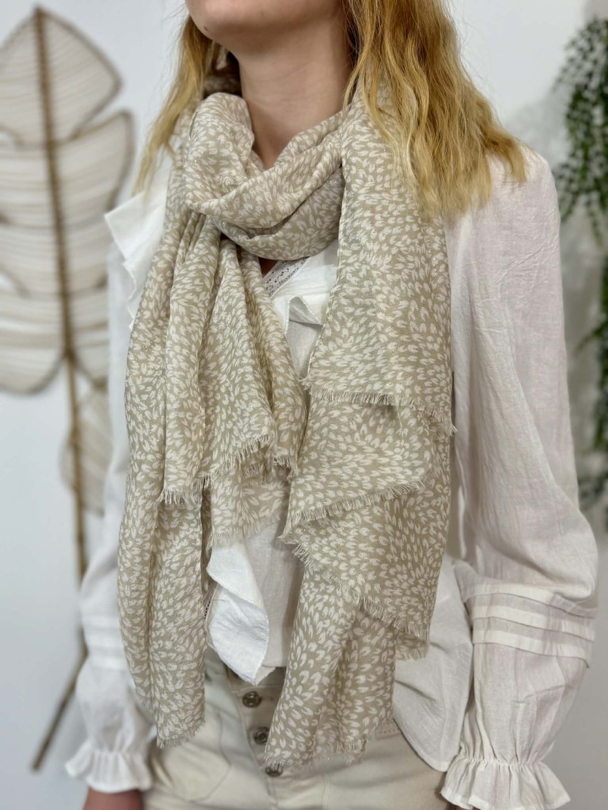 Foulard beige imprimé léger et doux | Marina & Paloma