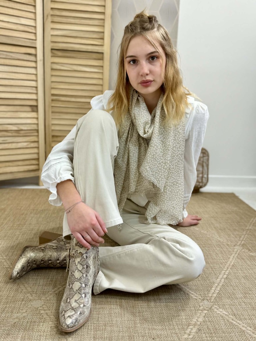 Jean Flare Beige Taille Haute Nina Carter | Marina & Paloma