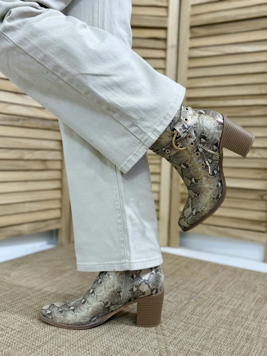 Bottine Talon Python Beige Lady Glory | Marina & Paloma