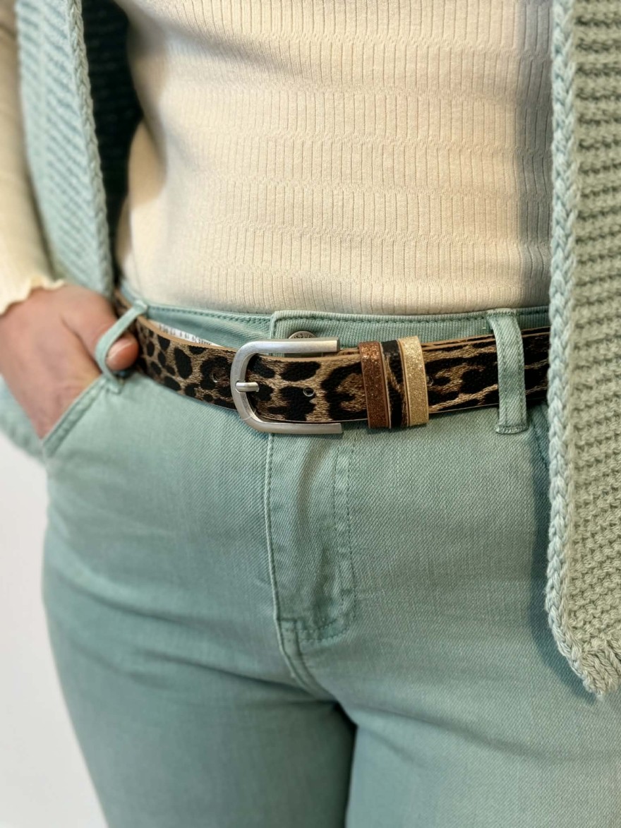 Ceinture Femme Léopard Passants Pailletés | Marina & Paloma