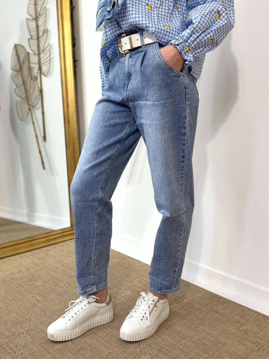 Jean Balloon Taille Haute Denim Authentique | Marina & Paloma