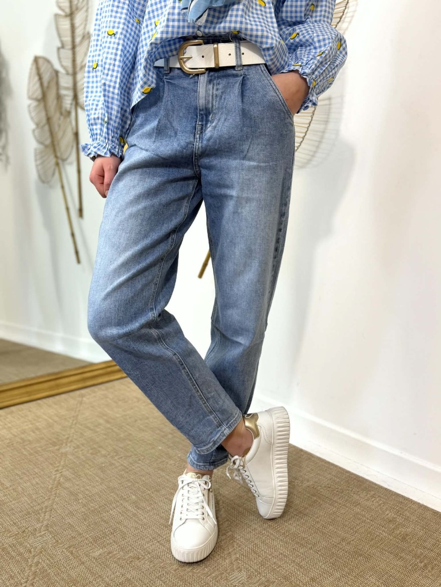Jean Balloon Taille Haute Denim Authentique | Marina & Paloma