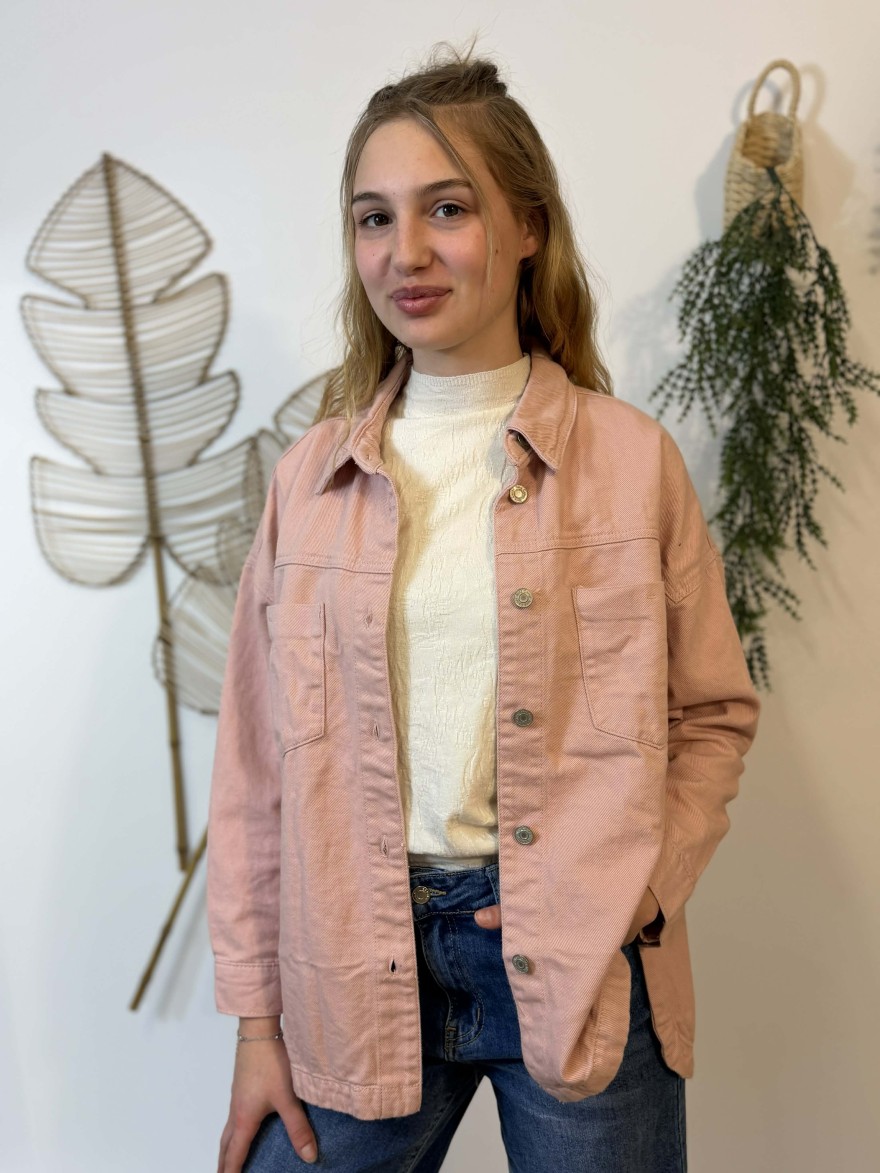 Surchemise Oversize Rose Poudré Utilitaire | Marina & Paloma