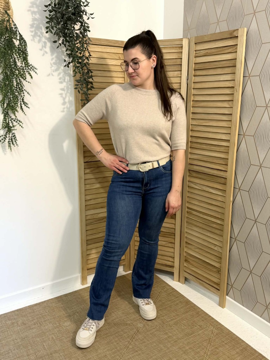 Ceinture Femme Beige Boucle Dorée Marina Ajustable | Marina & Paloma