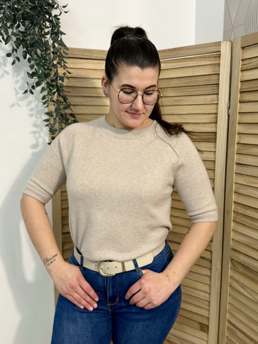 Ceinture Femme Beige Boucle Dorée Marina Ajustable | Marina & Paloma