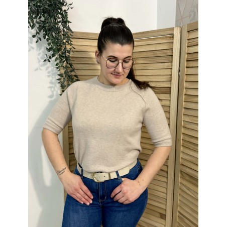 Ceinture Femme Beige Boucle Dorée Marina Ajustable | Marina & Paloma