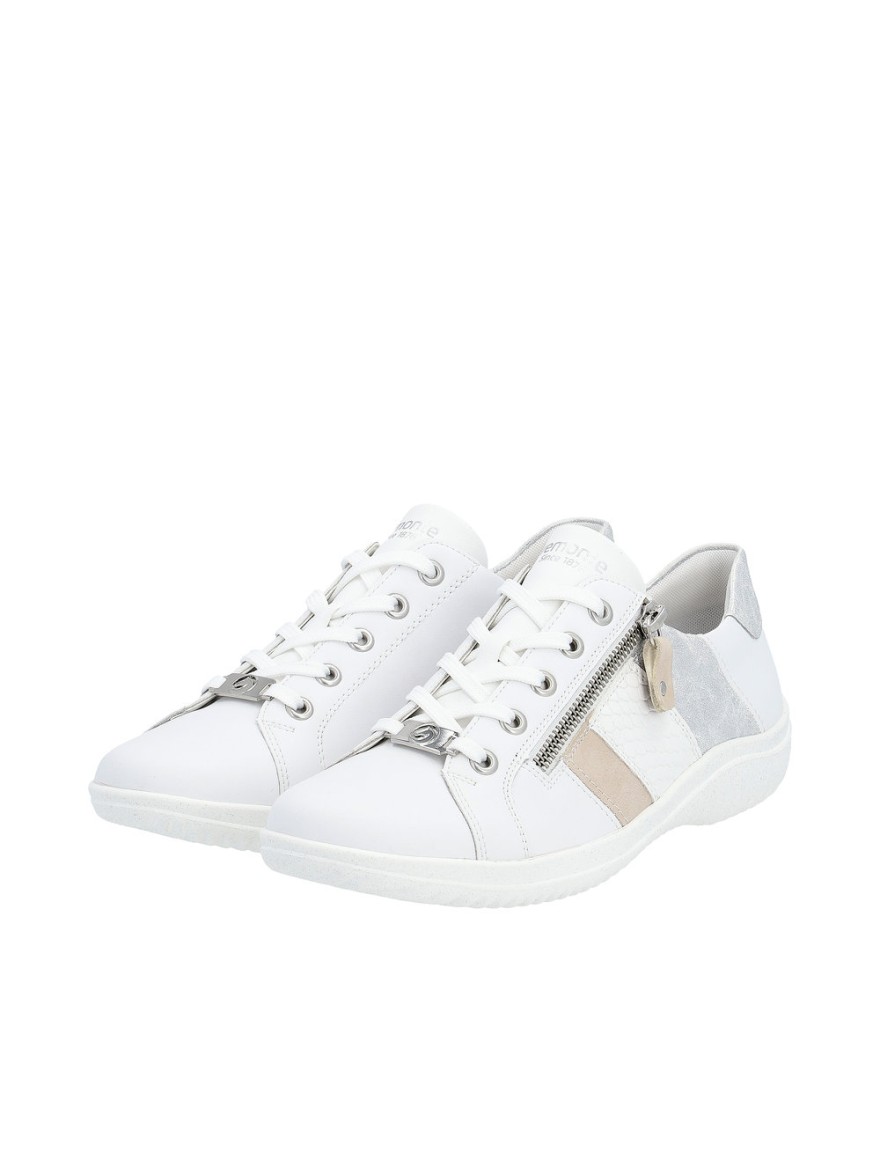 Basket Remonte D1E00-81 cuir blanc zip latéral | Marina & Paloma