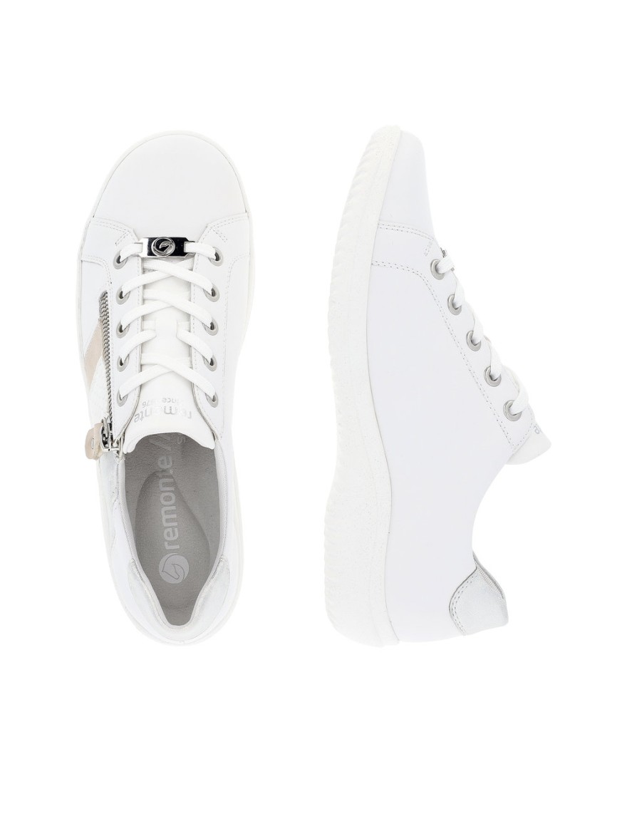 Basket Remonte D1E00-81 cuir blanc zip latéral | Marina & Paloma