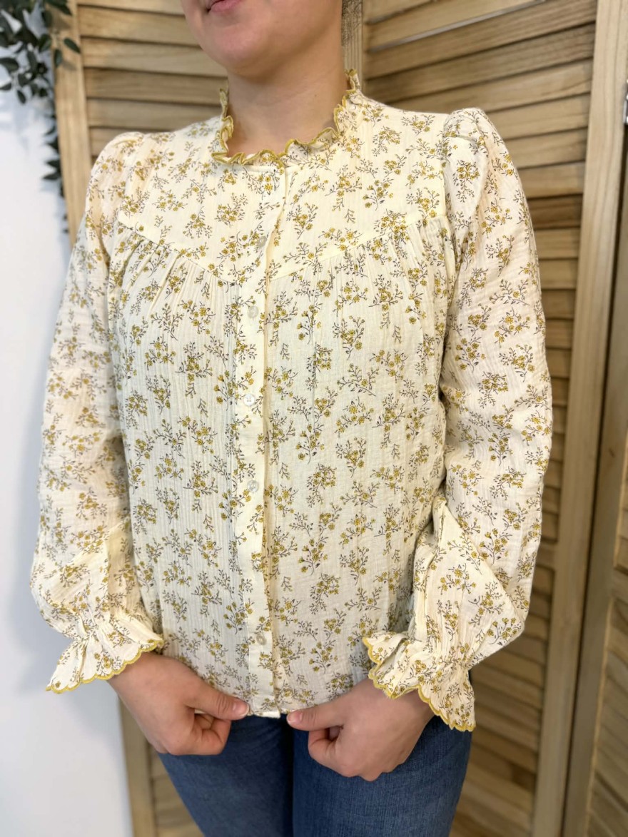 Chemise Gaze de Coton Fleurie Emma & Ella écru | Marina & Paloma