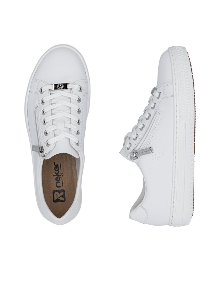 Basket Rieker L59L1-83 blanche cuir zip | Marina & Paloma
