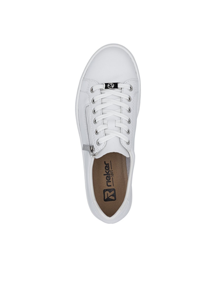 Basket Rieker L59L1-83 blanche cuir zip | Marina & Paloma