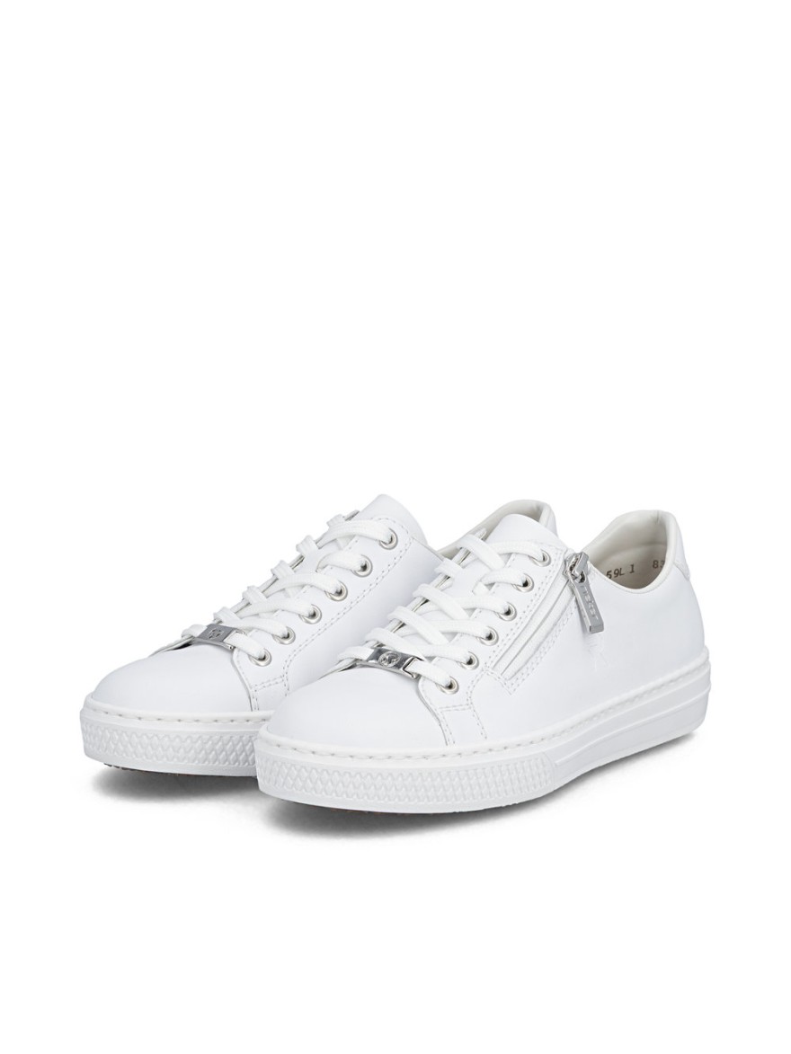 Basket Rieker L59L1-83 blanche cuir zip | Marina & Paloma