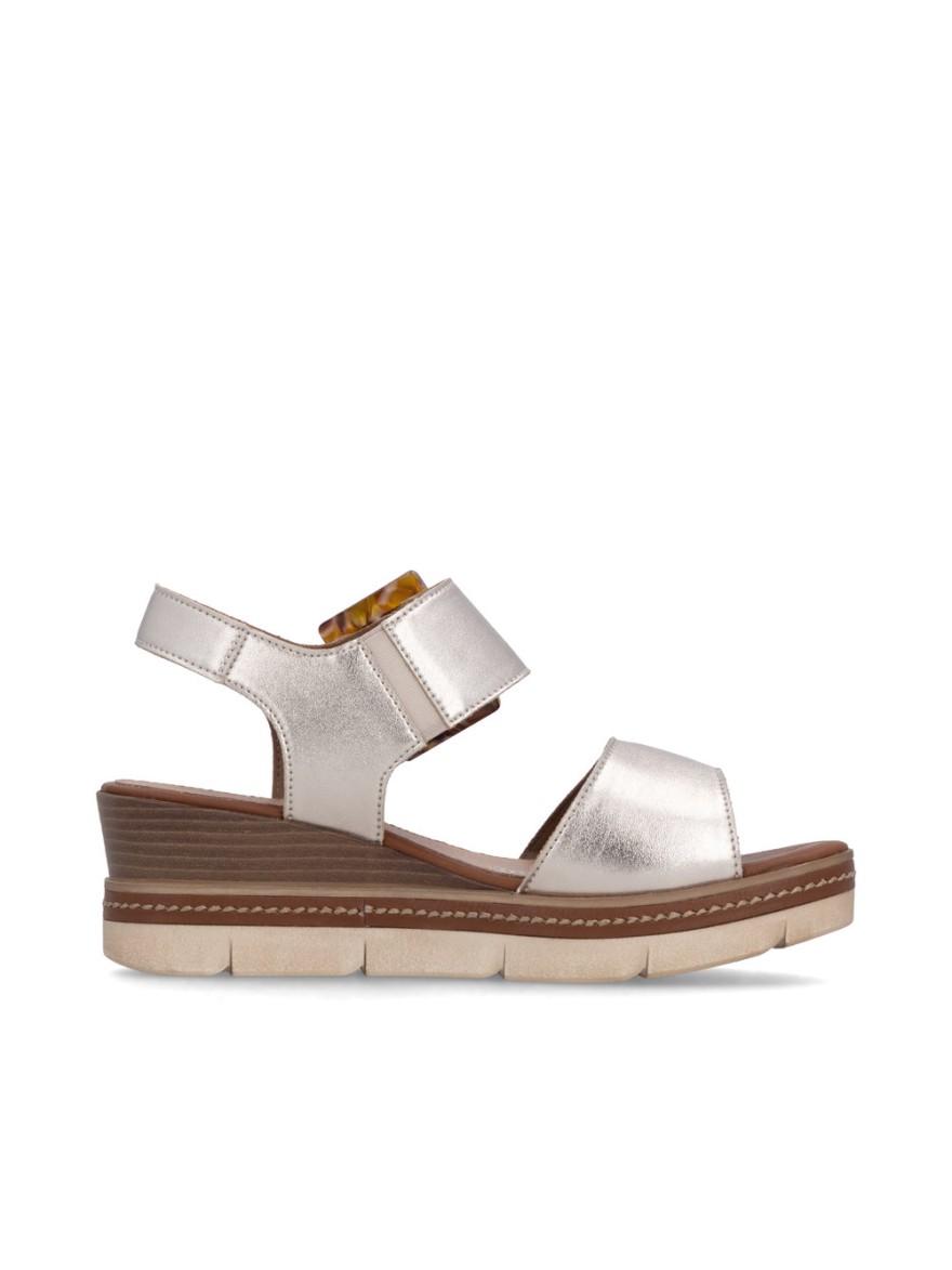 Nu-pieds Remonte D2L53-90 doré compensé boucle écaille | Marina & Paloma