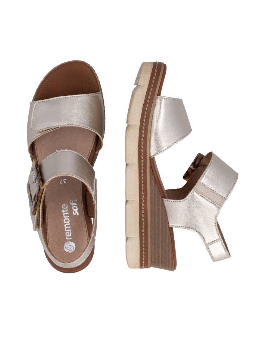 Nu-pieds Remonte D2L53-90 doré compensé boucle écaille | Marina & Paloma