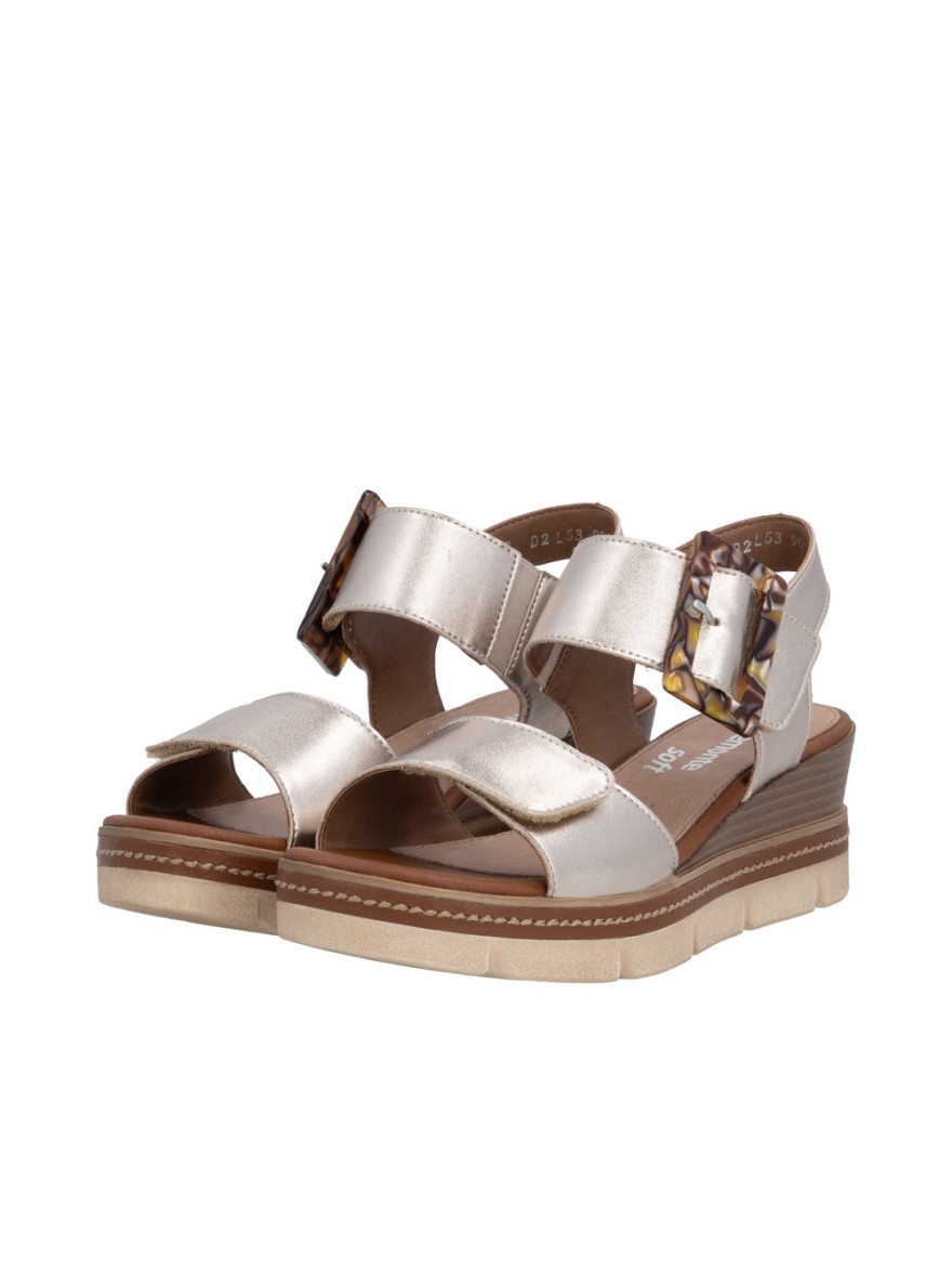 Nu-pieds Remonte D2L53-90 doré compensé boucle écaille | Marina & Paloma