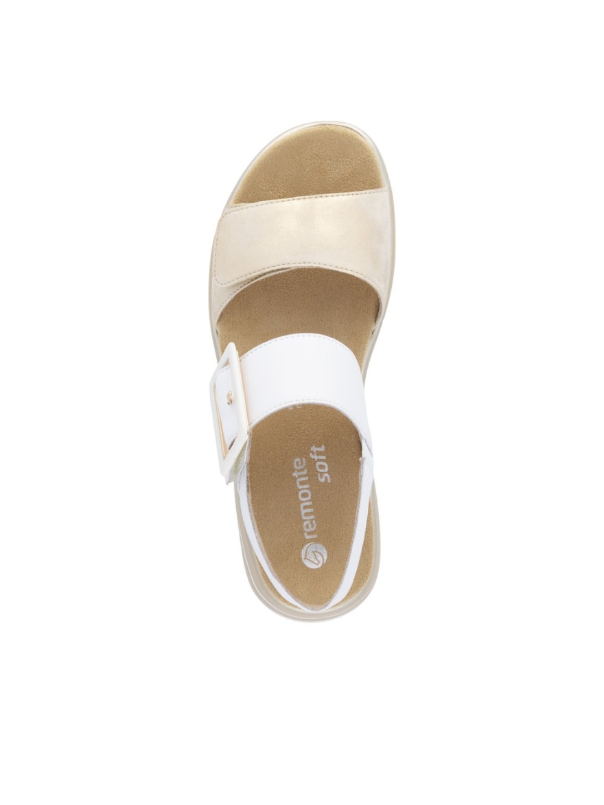 Nu-pieds Remonte D1J53-80 cuir beige doré & blanc | Marina & Paloma