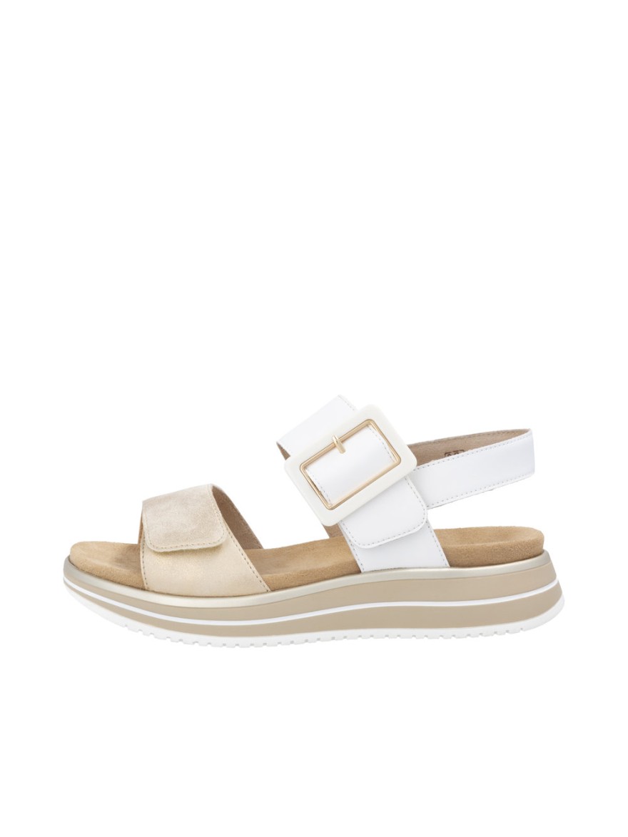 Nu-pieds Remonte D1J53-80 cuir beige doré & blanc | Marina & Paloma
