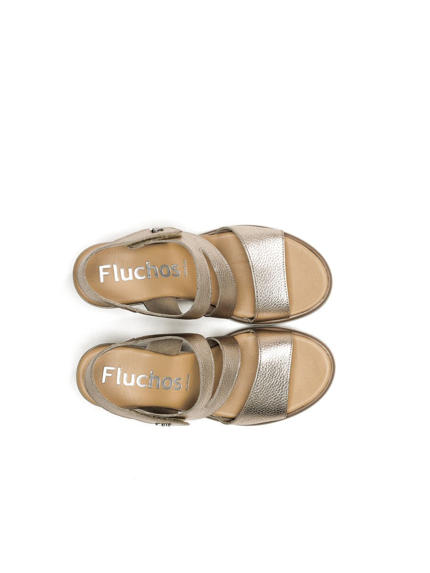 Nu-Pied Fluchos F1973 cuir doré champagne compensé | Marina & Paloma