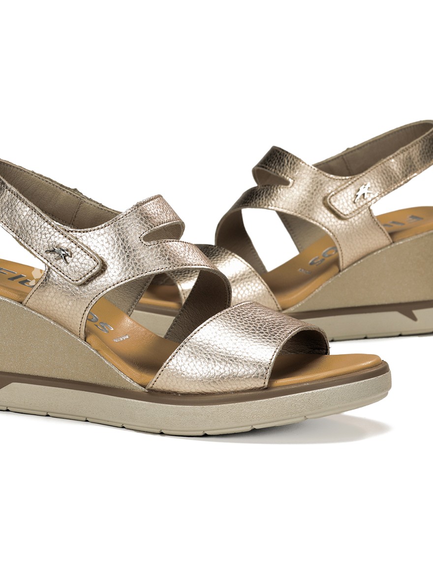 Nu-Pied Fluchos F1973 cuir doré champagne compensé | Marina & Paloma