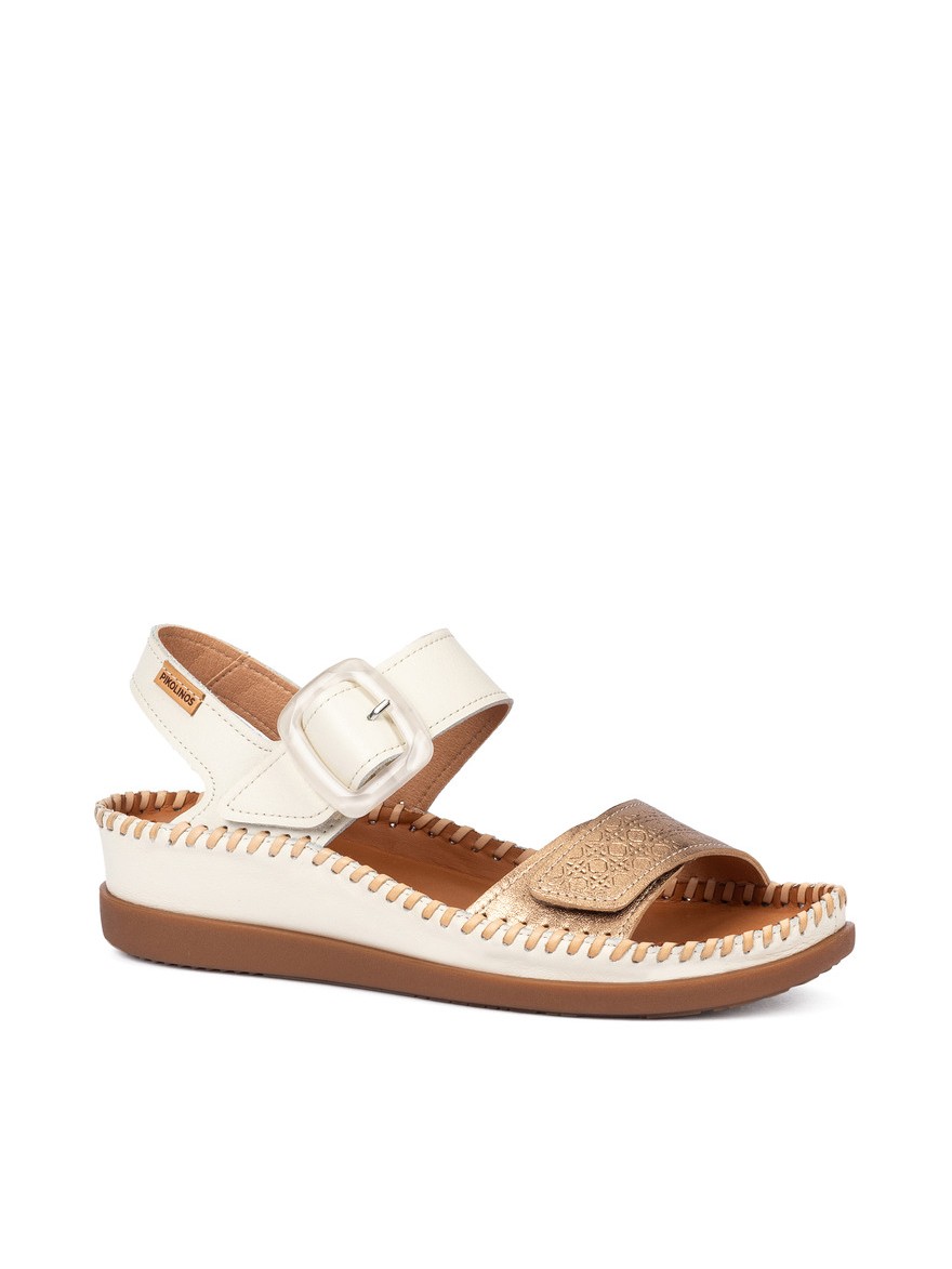 Nu-Pied Pikolinos Cadaques W8K beige et doré cuir compensé | Marina & Paloma