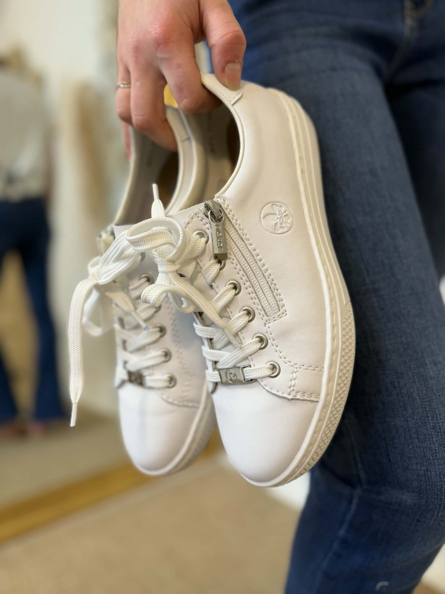 Basket Rieker L59L1-83 blanche cuir zip | Marina & Paloma