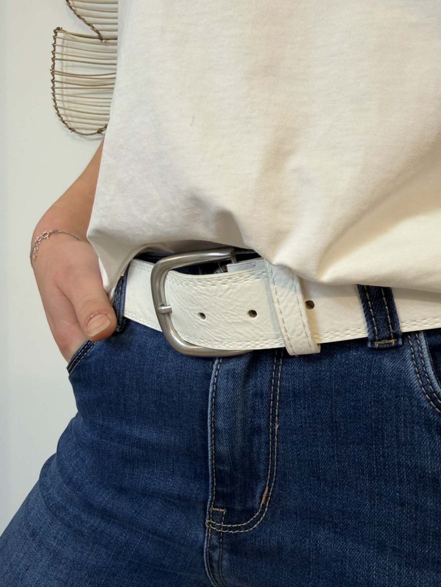 Ceinture Femme Blanche Boucle Argent Marina | Marina & Paloma