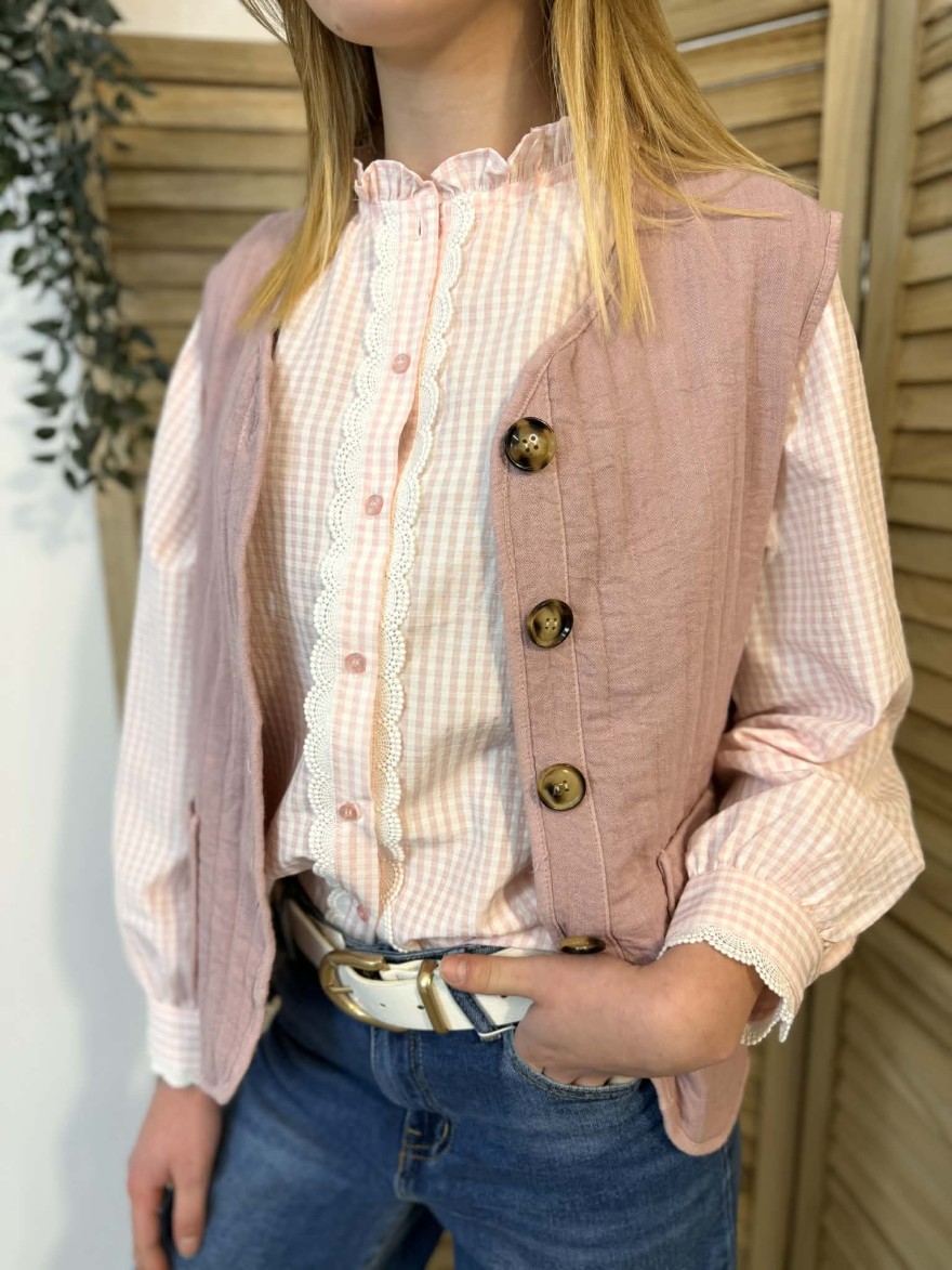 Gilet Sans Manches Luizacco rose poudré coton | Marina & Paloma