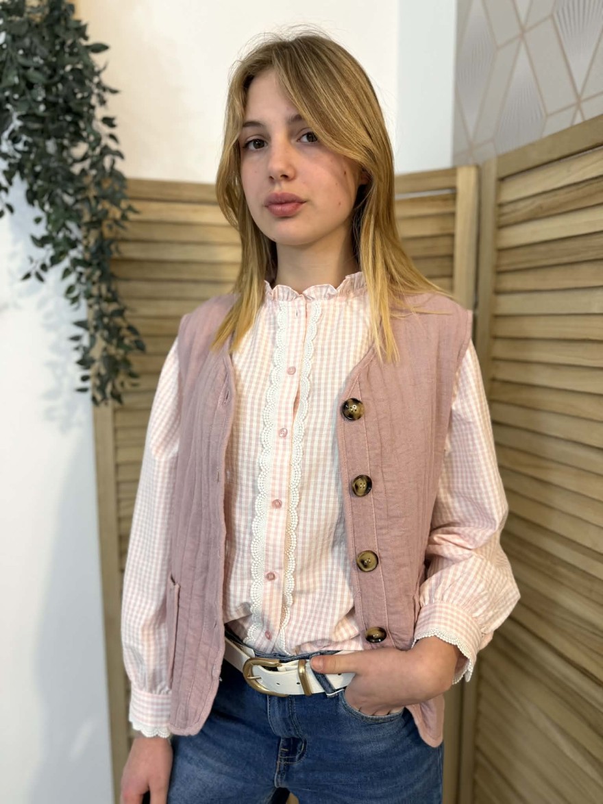 Gilet Sans Manches Luizacco rose poudré coton | Marina & Paloma