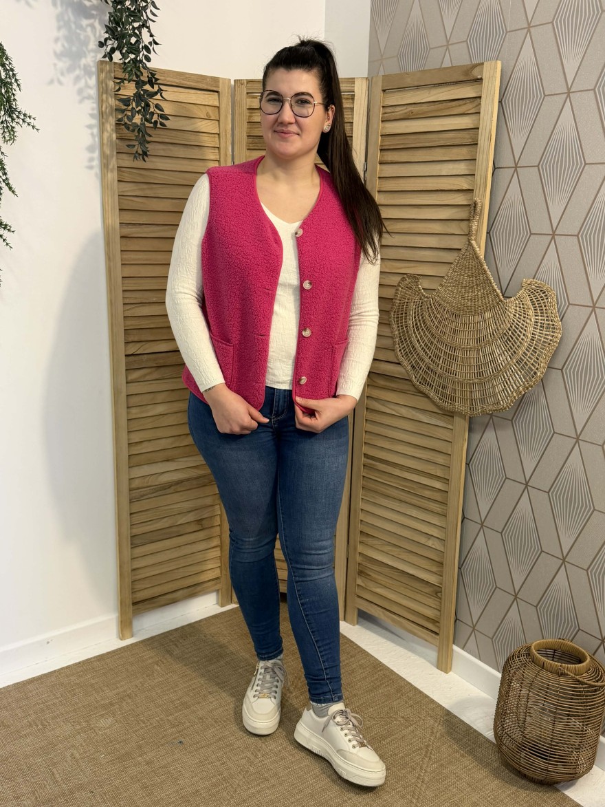 Gilet Sans Manches Moumoute Maelle Fuchsia Confort | Marina & Paloma