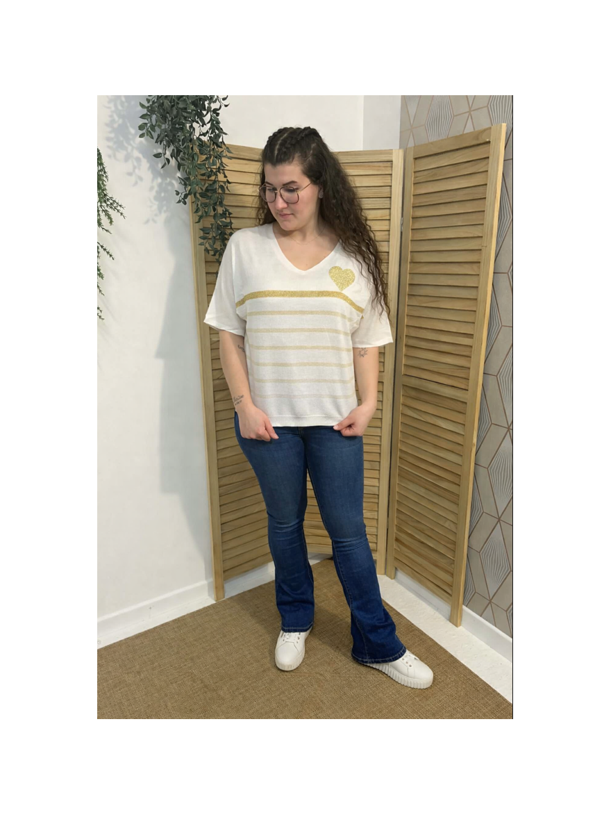 Pull Été Oversize Cœur Doré Allen & Jo | Marina & Paloma