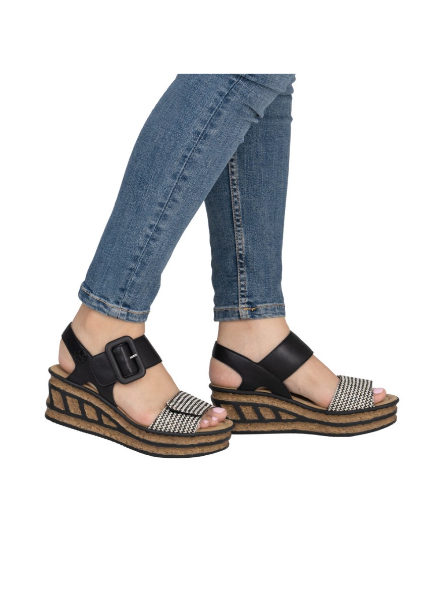 Nu-pieds Rieker 68172-00 Compensés Antistress Femme | Marina & Paloma