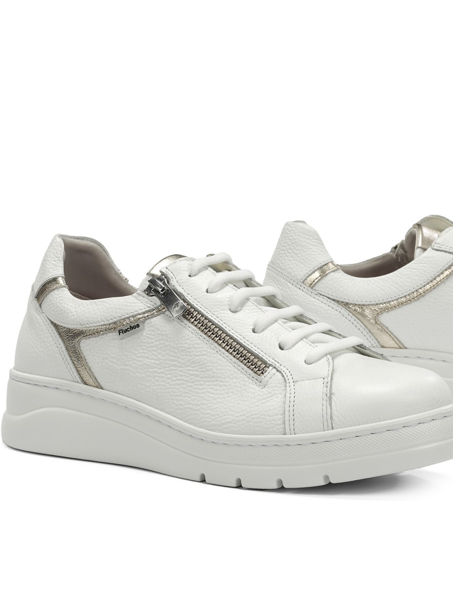 Basket Fluchos F2204 Cuir Blanc Zip Confort | Marina & Paloma