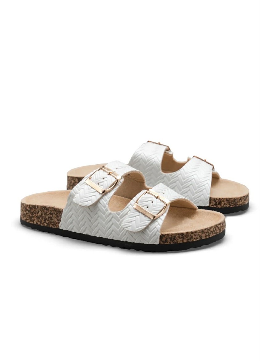 Mule 2 Brides Blanche C’M Paris Boucles Dorées Confort | Marina & Paloma