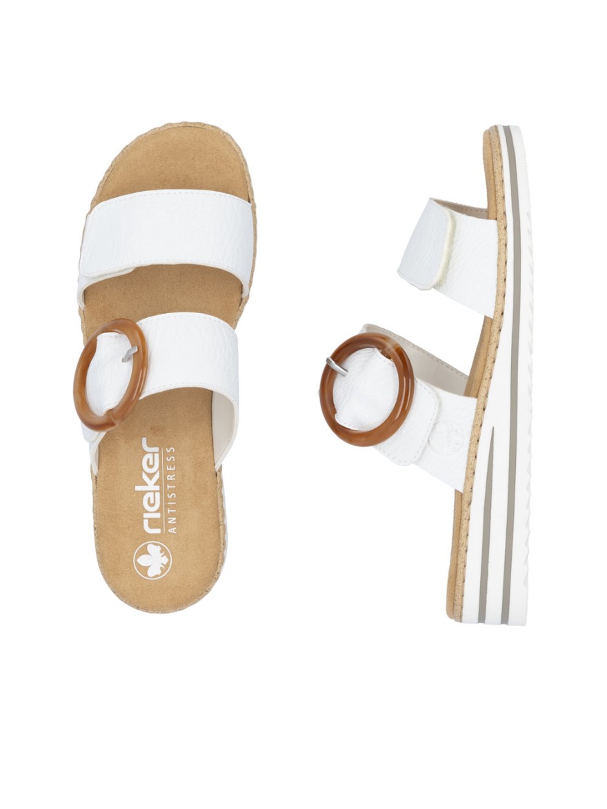 Mule Rieker V0692-80 Blanche Confort à Brides | Marina & Paloma