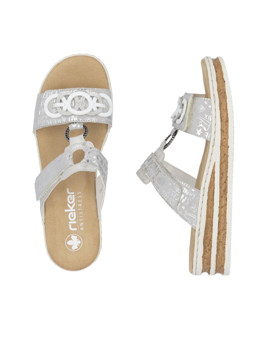 Mule Confort Rieker 63936-90 Argentée à Brides Réglables | Marina & Paloma