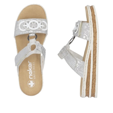 Mule Confort Rieker 63936-90 Argentée à Brides Réglables | Marina & Paloma