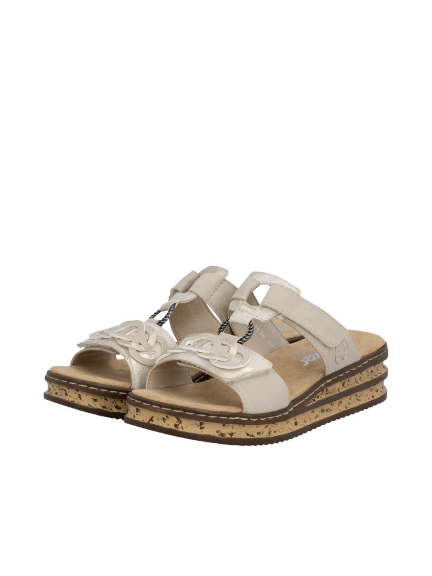Mule Confort Rieker 62936-60 Beige Irisé à Brides | Marina & Paloma