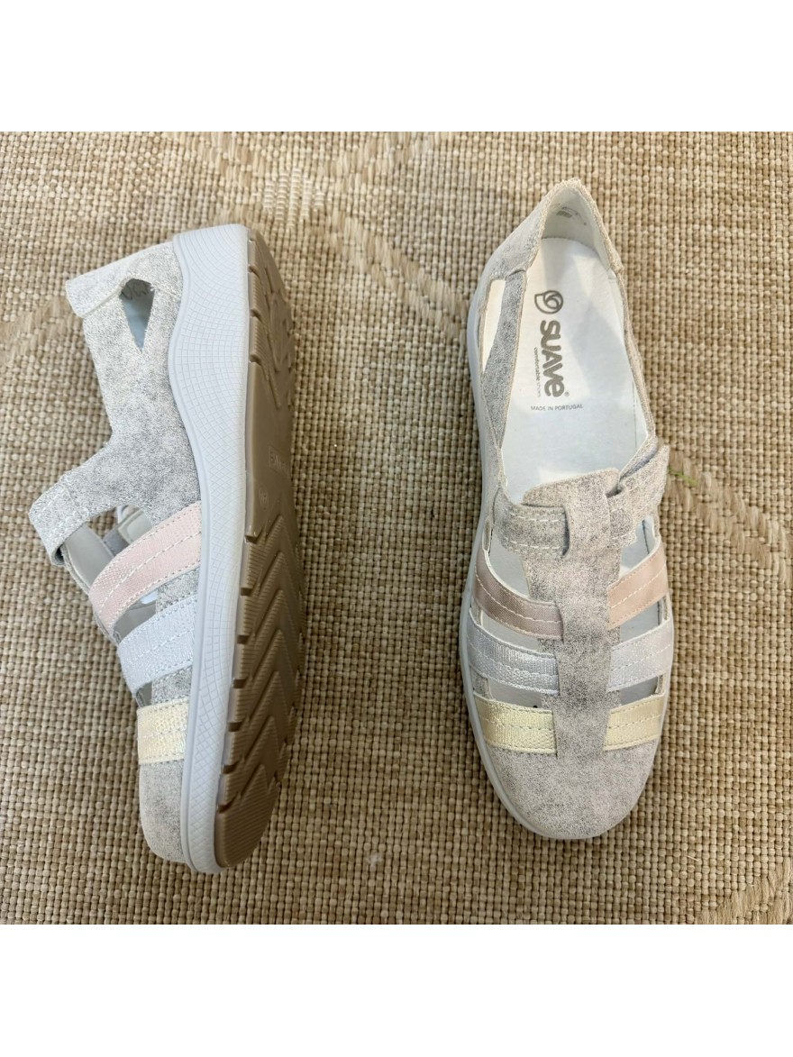 Chaussure Confort Suave 18507 Cuir Gris Multicolore | Marina & Paloma