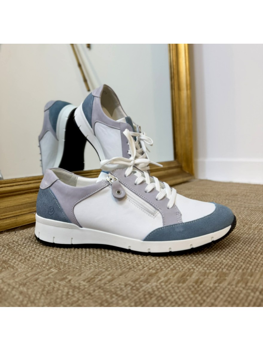 Basket Confort Suave Nancy 10535 Cuir Blanc Zip | Marina & Paloma