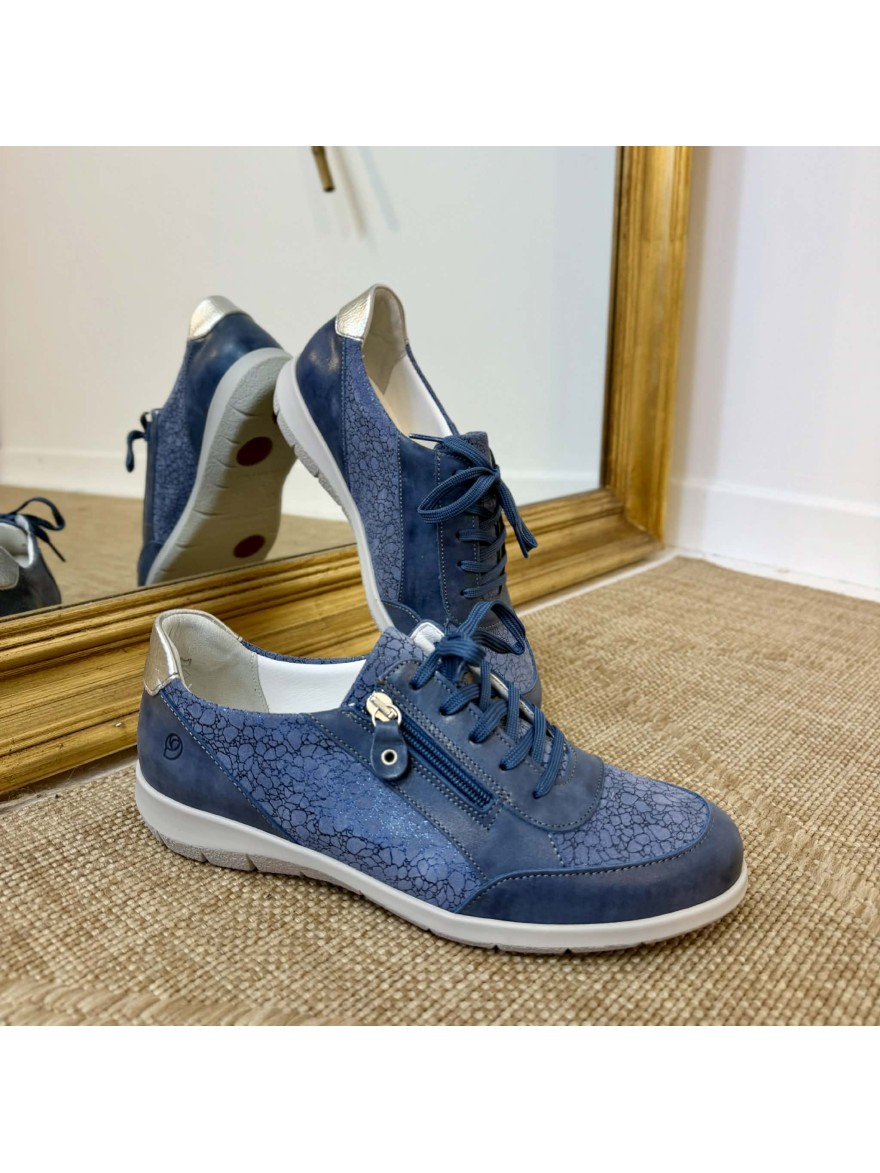 Basket Confort Suave Oxford 6627 Bleu Zip Latéral | Marina & Paloma